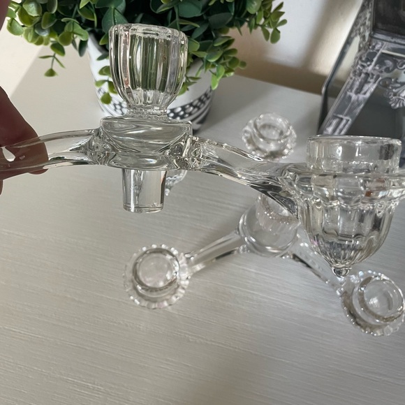 Set Of 2 Cambridge Elegant Depression Glass Candle Holders 3 large Arm Vintage - Picture 5 of 7
